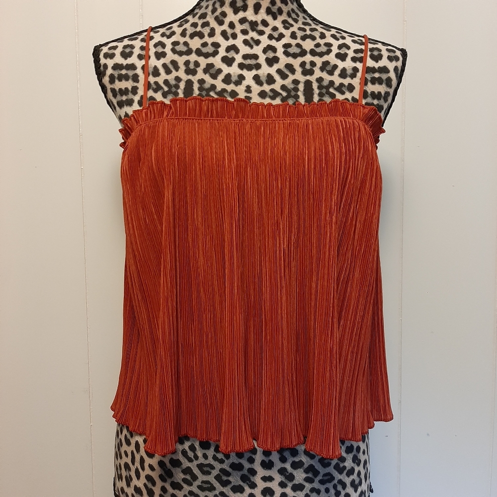 NWT Madewell Texture and Thread Micropleat Tank Top Rusty Torch Sz. XS